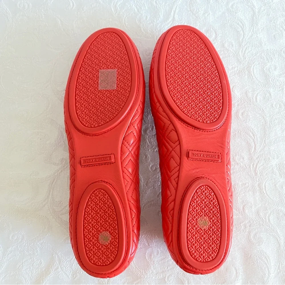 TORY BURCH Coral Minnie embellished quilted leather ballet flats